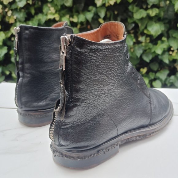 Elia Maurizi Leather Ankle Boots Back Zip Natural Rubber Mid-Sole Size 10.5 M - Picture 7 of 12